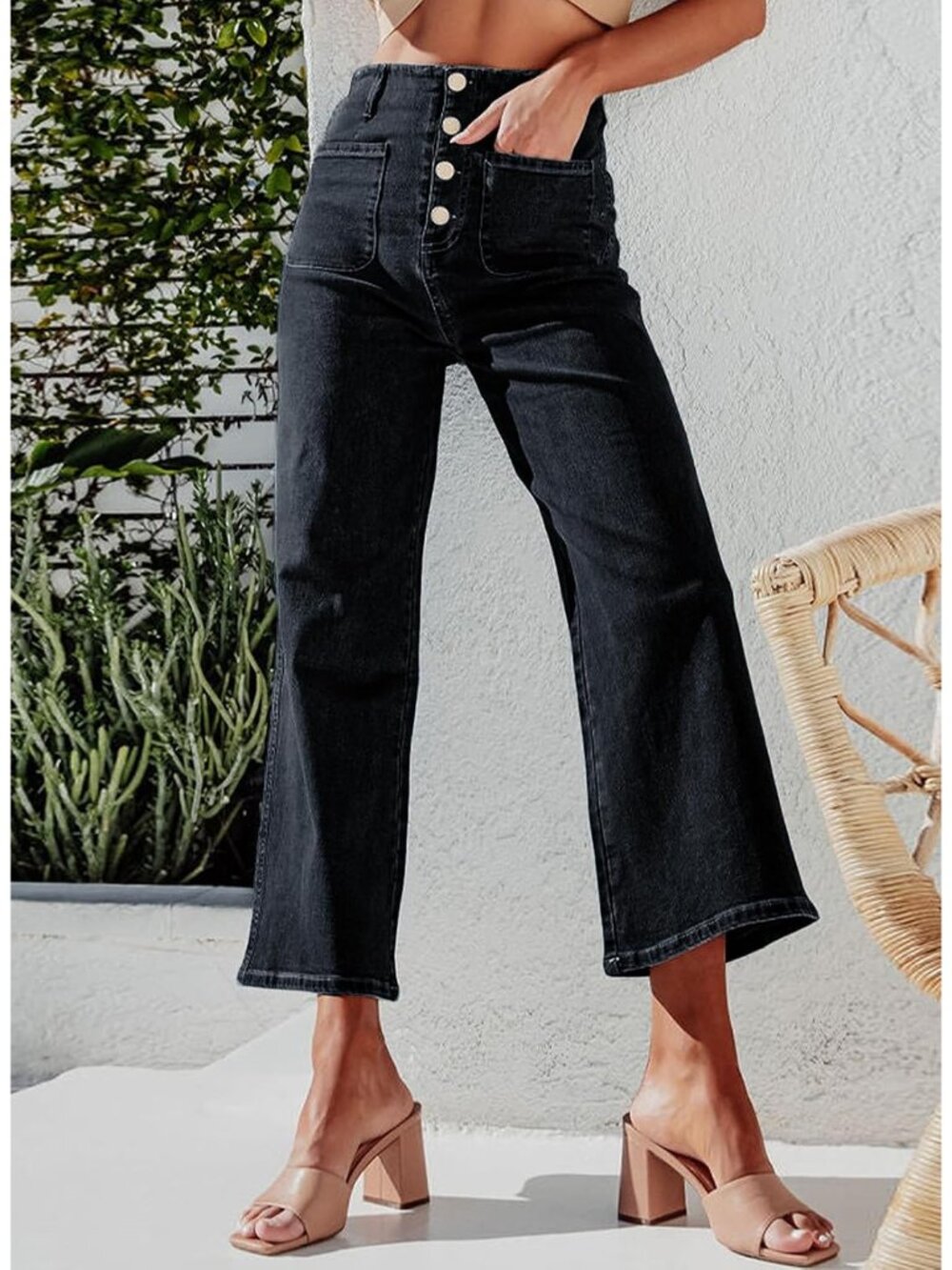 Women's Wide Leg Jeans High Waisted Zimbaplatinum Stretchy Straight Leg Jeans Bu - Picture 7 of 8